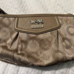 Coach gold clutch with wrist strap
